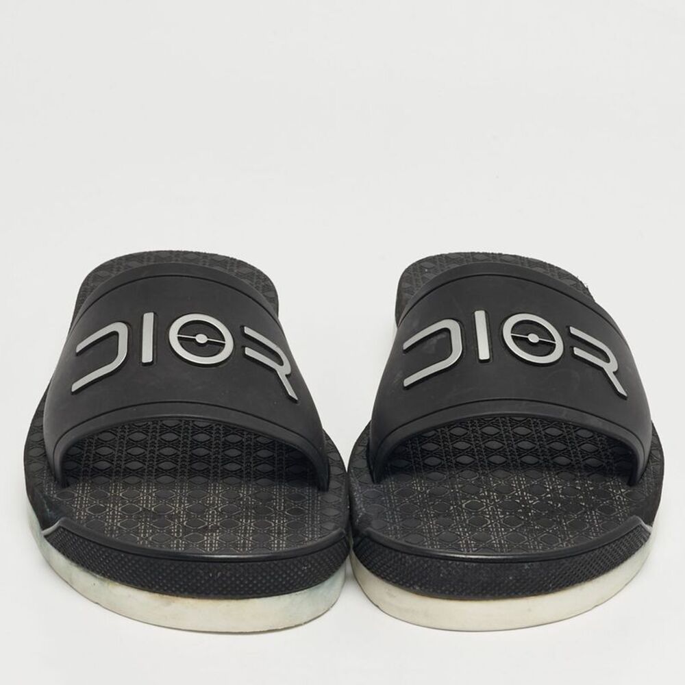 Dior Alpha Size 40 Black Rubber Flat Slide Sandals - Picture 3 of 7